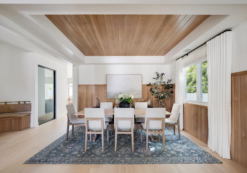 Dining room in Manhattan Beach Elevated Coastal home built by RJ Smith Construction