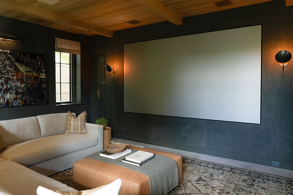 media room in elevated beach cities home