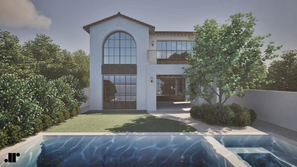 rendering of backyard at 2506 Morningside development project by RJ Smith